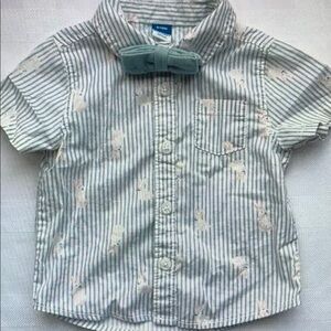 Cat & Jack Kids' Blue Striped Shirt with Bow Tie